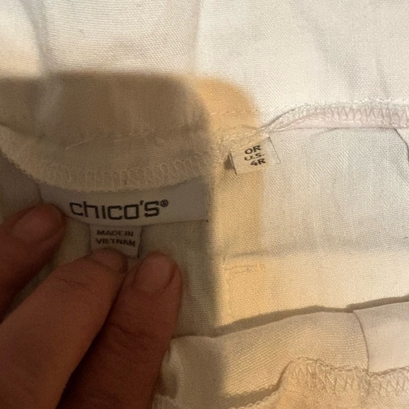 Chicos Linen Wide-Leg pants white 4R - Picture 4 of 4